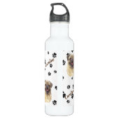 Fawn Colted Pug Dog Pawprint Waterfles (Achterkant)
