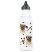Fawn Colted Pug Dog Pawprint Waterfles (Rechts)