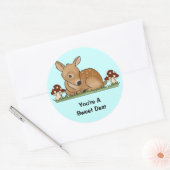 Fawn Deer Art Cartoon Tekening Paddenstoelen Natuu Ronde Sticker (Envelop)