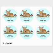 Fawn Deer Art Cartoon Tekening Paddenstoelen Natuu Ronde Sticker (Vel)