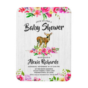 Fawn Deer Waterverf Bloemen Baby shower Uitnodigin Magneet