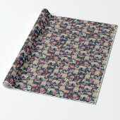 Fawn French Bulldogs  florals Cadeaupapier (Uitgerold)