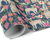 Fawn French Bulldogs  florals Cadeaupapier (Rol Hoek)