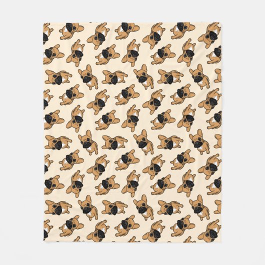 Fawn Frenchie Puppy Fleece Deken (Voorkant)