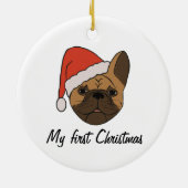 Fawn Frenchie Santa Hat Kerstmis Ornament (Achterkant)
