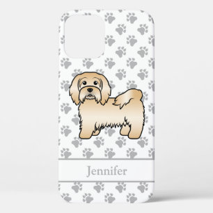 Fawn Havanese Cute Cartoon Dog Illustratie en naam iPhone 12 Hoesje