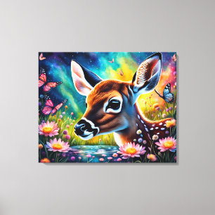 Fawn in weidevijver canvas afdruk
