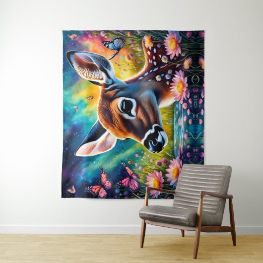 Fawn in weidevijver wandkleed (In situ)