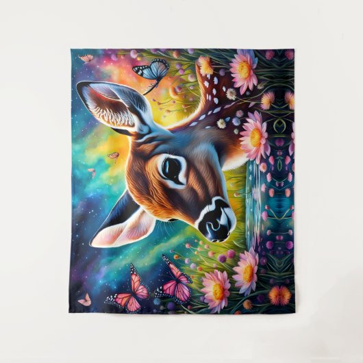 Fawn in weidevijver wandkleed (Voorkant)