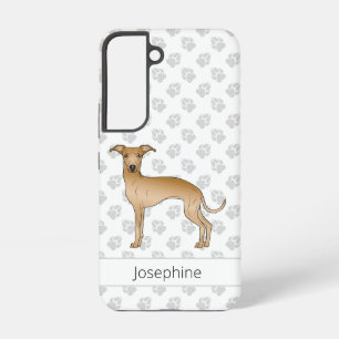 Fawn Italiaans Greyhound Cute Cartoon Dog met naam Samsung Galaxy Hoesje