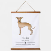 Fawn Italiaans Greyhound met een paw en aangepaste Hangend Wandkleed (Voorkant)