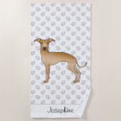 Fawn Italiaanse Greyhound Cute Dog met aangepaste Strandlaken (Voorkant)