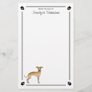 Fawn Italiaanse Greyhound met poten en aangepaste  Briefpapier