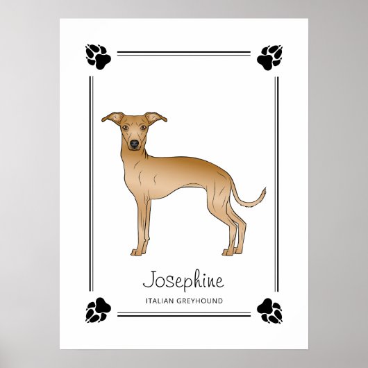Fawn Italiaanse Greyhound met poten en aangepaste Poster (Voorkant)