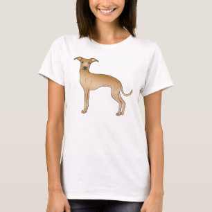 Fawn Italy Greyhound Dog Cartoon Illustration T-shirt