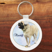 Fawn Mastiff Portrait Sleutelhanger (Achterkant)