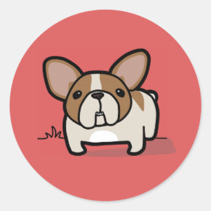 Fawn Pied Frenchie Ronde Sticker