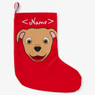 Fawn Pitbull Face Kleine Kerstsok