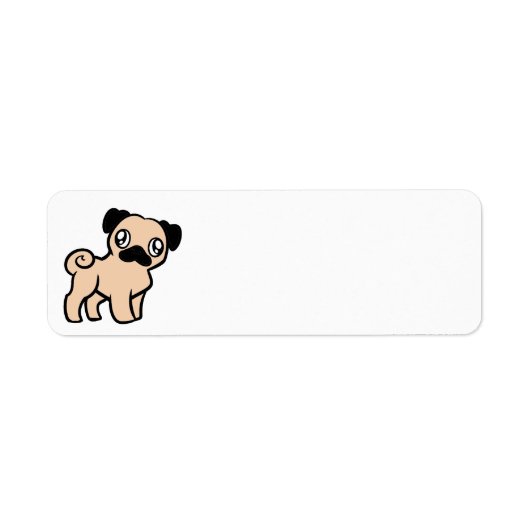 fawn pug cartoon etiket (Voorkant)