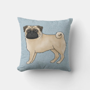 Fawn Pug Dog Canine Schattigee Cartoon Illustratie Kussen