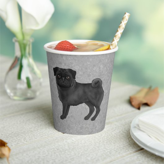 Fawn Pug Dog Canine Schattigee Cartoon Illustratie Papieren Bekers (Insitu)