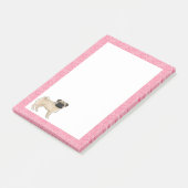 Fawn Pug Dog Cartoon Mops Love Heart Pattern Roze Post-it® Notes (Schuin)