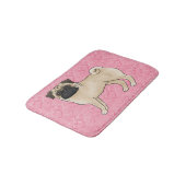 Fawn Pug Dog Cartoon Mops Roze Liefde Hart Patroon Badmat (Gekanteld)