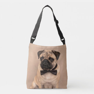 Fawn Pug Dog met Bow Stropdas Crossbody Tas