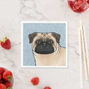 Fawn Pug Dog Schattigee Cartoon Mops Hoofd Illustr Servet