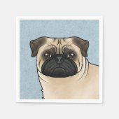 Fawn Pug Dog Schattigee Cartoon Mops Hoofd Illustr Servet (Voorkant)
