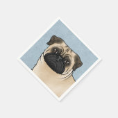 Fawn Pug Dog Schattigee Cartoon Mops Hoofd Illustr Servet (Hoek)