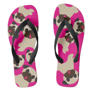 Fawn Pug Grumble Hot Pink Flip Flop