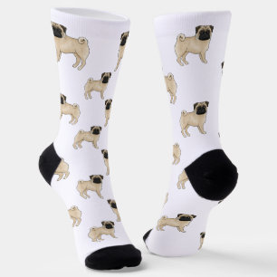 Fawn Pug Hondenras Mops Design Cartoon Hond Patroo Sokken