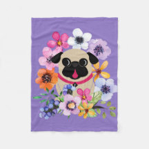 Fawn Pug in Spring Flowers