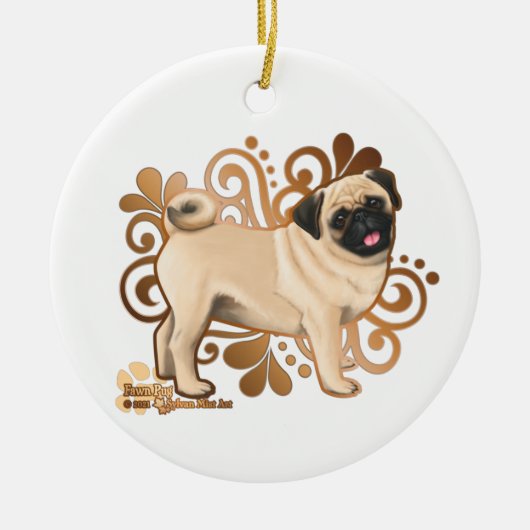 Fawn Pug Keramisch Ornament (Voorkant)