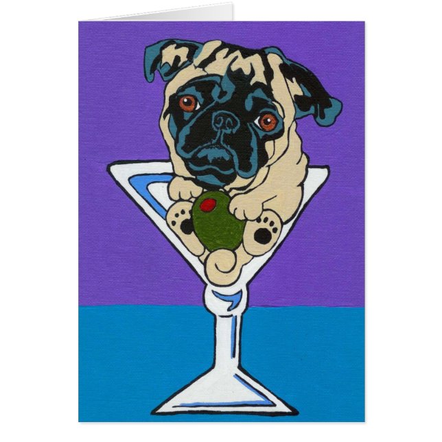 Fawn Pug Martini Card (Voorkant)