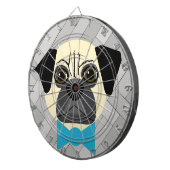 Fawn Pug met Bowtie, visgraat grijs Dartbord (Voorkant Rechts)