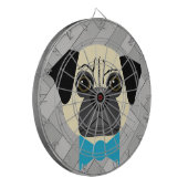 Fawn Pug met Bowtie, visgraat grijs Dartbord (Voorkant Links)