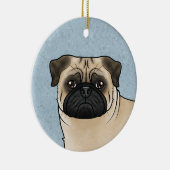 Fawn Pug Mops Hondenras Design Schattige Hondenkop Keramisch Ornament (Rechts)