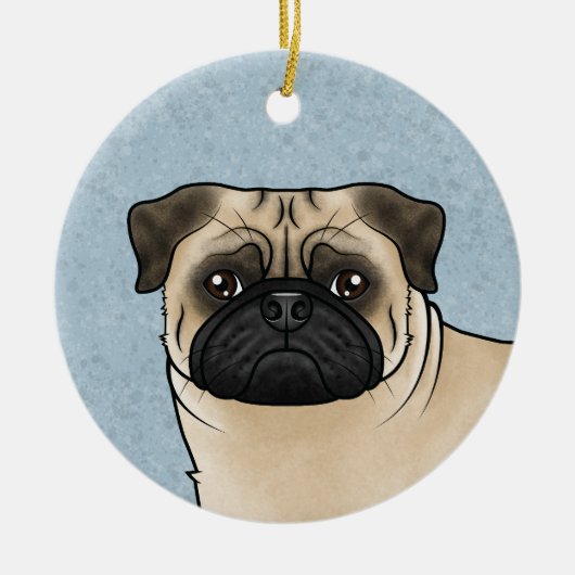 Fawn Pug Mops Hondenras Design Schattige Hondenkop Keramisch Ornament (Voorkant)