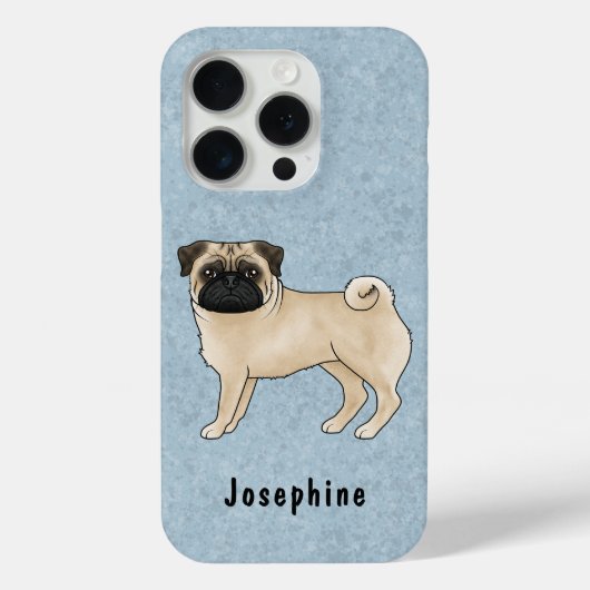 Fawn Pug Mops Schattige Cartoon Dog met aangepaste Case-Mate iPhone Case (Achterkant)