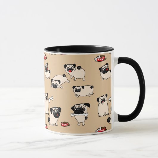 Fawn Pug Pattern Mokken schattig geschenk voor Pug (Rechts)