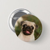 Fawn Pug Puppy Panting Ronde Button 5,7 Cm (Voorkant /achterkant)