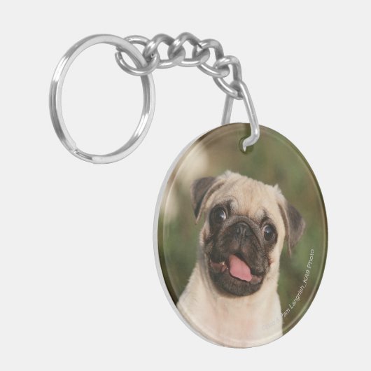 Fawn Pug Puppy Panting Sleutelhanger (Voorkant Links)