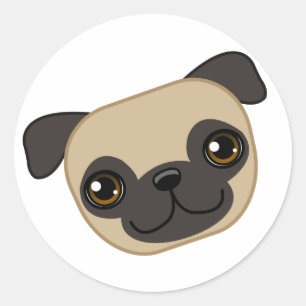 Fawn Pug Ronde Sticker