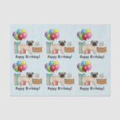 Fawn Pug Schattige Cartoon Dog Kleurrijke Verjaard Tissuepapier (Voorkant)