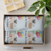 Fawn Pug Schattige Cartoon Dog Kleurrijke Verjaard Tissuepapier (Geschenk)