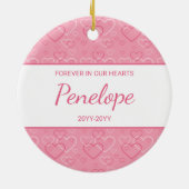 Fawn Pug Schattigee dweilen op roze harten Pet Mem Keramisch Ornament (Achterkant)