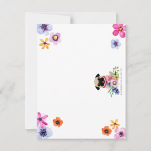 Fawn pugs in Spring Flowers Notecards Notitiekaartje
