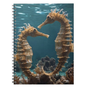 Fawn romantische zeepaardjes onder de oceaan, notitieboek